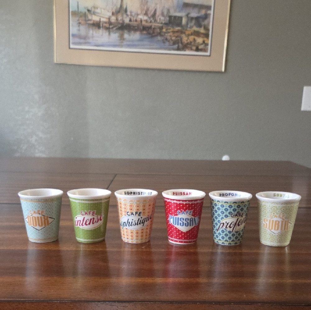 Set of 6 Natives 3" Stoneware Espresso Cups